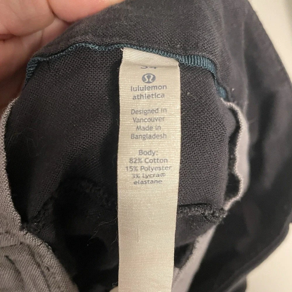 Lululemon Commission Classic Fit Mens 34 Black Chino‎ Golf Preppy Travel EUC